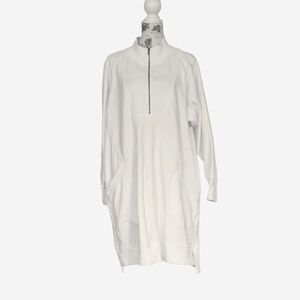 NWT Anthropologie 1X Daily Practice White Longsleeve Zip Sweatshirt Mini Dress